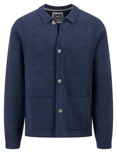 Fynch-Hatton Cotton Wool Knit Large Buttons Vest Navy
