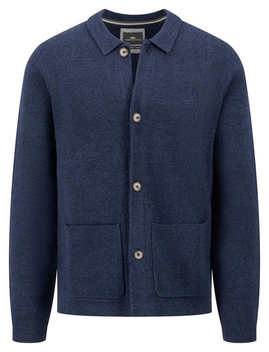 Fynch-Hatton Cotton Wool Knit Large Buttons Vest Navy