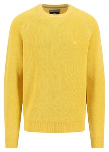 Fynch-Hatton Crew Neck Uni Color Cotton Trui Vivid Yellow
