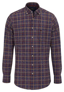 Fynch-Hatton Dark Check Button Down Shirt Rust