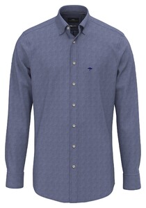 Fynch-Hatton Denim Shirt Fine Pattern Kent Overhemd Misty Blue