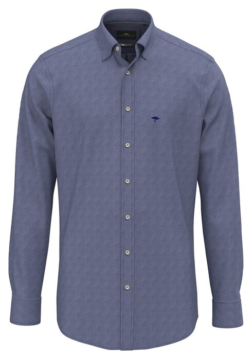 Fynch-Hatton Denim Shirt Fine Pattern Kent Overhemd Misty Blue
