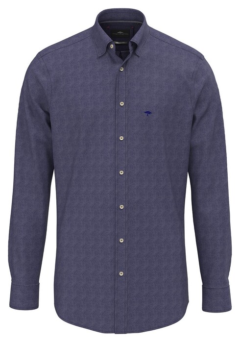 Fynch-Hatton Denim Shirt Fine Pattern Kent Overhemd Navy