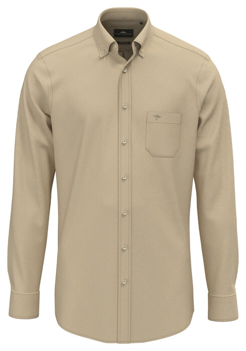 Fynch-Hatton Dobby Garment Dyed Button-Down Overhemd Zand