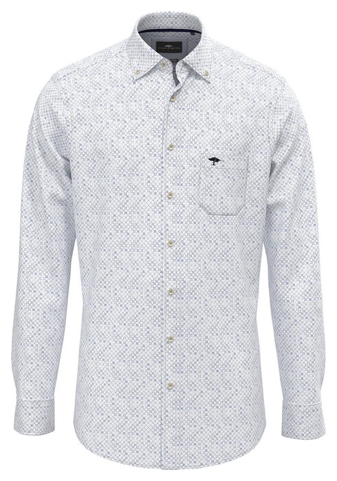 Fynch-Hatton Dot Square Fantasy Pattern Button-Down Overhemd Wit