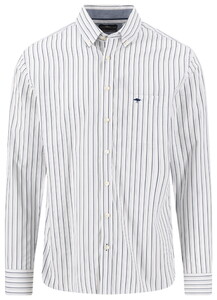 Fynch-Hatton Duo Stripe Button-Down Shirt Ink Blue