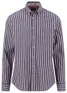 Fynch-Hatton Duo Striped Twill Button-Down Overhemd Grape-Navy