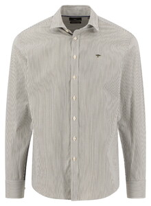 Fynch-Hatton Essential Fine Stripe Button-Down Overhemd Donker Khaki