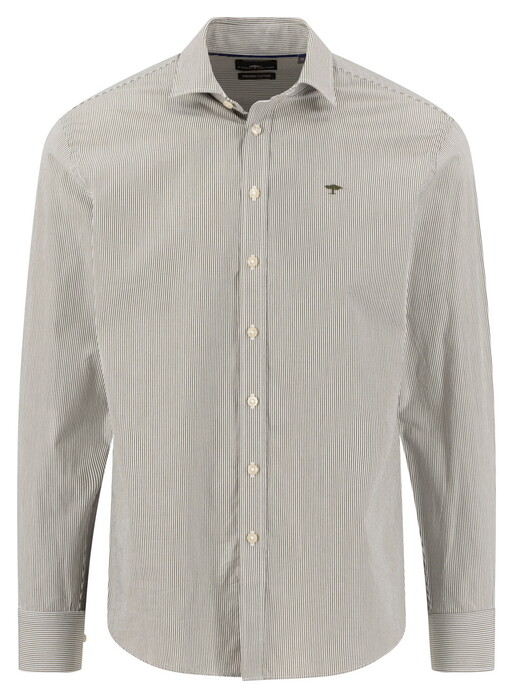 Fynch-Hatton Essential Fine Stripe Button-Down Overhemd Donker Khaki