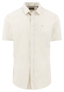 Fynch-Hatton Essential Fine Stripe Short Sleeve Premium Cotton Overhemd Pistache