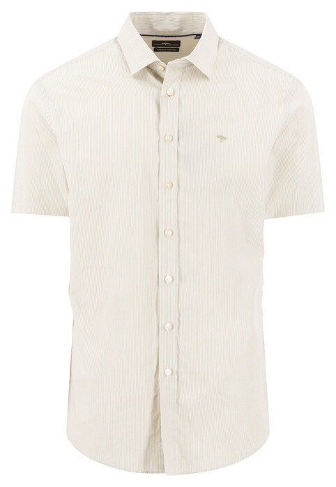 Fynch-Hatton Essential Fine Stripe Short Sleeve Premium Cotton Overhemd Pistache