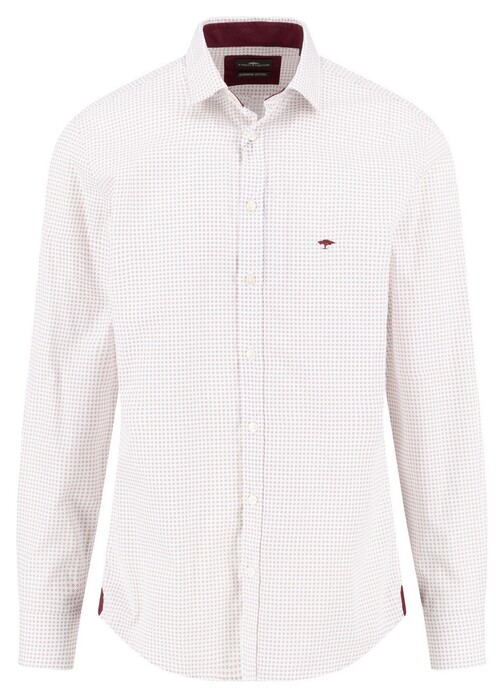 Fynch-Hatton Essential Mini Pattern Kent Collar Overhemd Deep Merlot