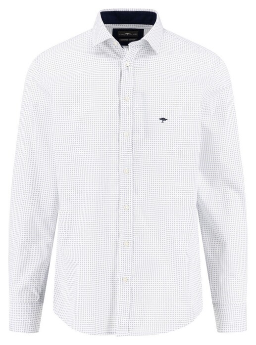 Fynch-Hatton Essential Mini Pattern Kent Collar Overhemd Navy