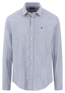 Fynch-Hatton Essential Premium Check Kent Collar Overhemd Navy