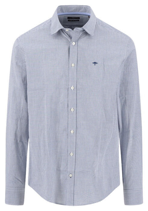 Fynch-Hatton Essential Premium Check Kent Collar Overhemd Navy
