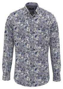 Fynch-Hatton Fancy Fantasy Hexagon Pattern Overhemd Misty Blue