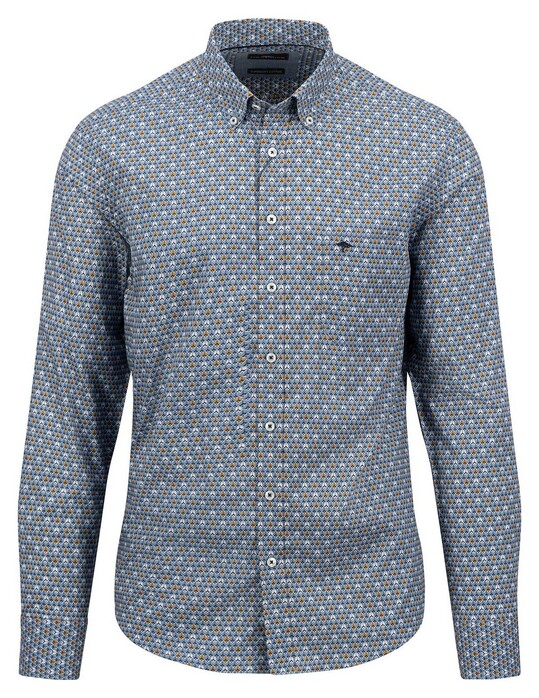 Fynch-Hatton Fantasy Pattern Button Down Shirt Cloud Blue