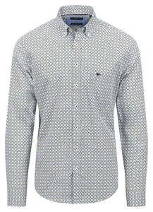 Fynch-Hatton Fantasy Squares Pattern Button Down Overhemd Light Khaki