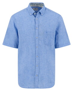 Fynch-Hatton Faux-Uni Linen Cotton Button-Down Shirt Crystal Blue