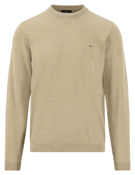 Fynch-Hatton Faux-Uni Subtle Detail O-Neck Slub Cotton Trui Pistache