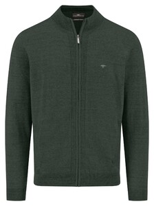 Fynch-Hatton Faux-Uni Subtle Texture Stand-Up Collar Cardigan Dark Ivy