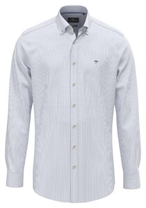 Fynch-Hatton Fine Oxford Stripe Button-Down Overhemd Crystal Blue