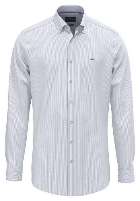 Fynch-Hatton Fine Oxford Stripe Button-Down Overhemd Crystal Blue