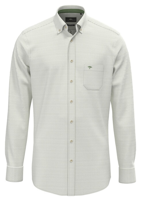 Fynch-Hatton Fine Stripe Washed Oxford Overhemd Avocado