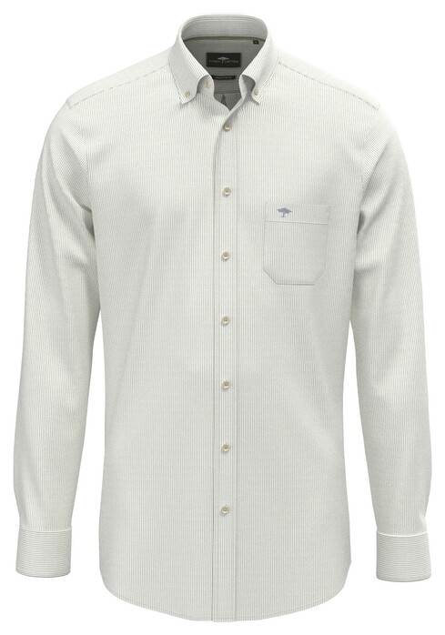 Fynch-Hatton Fine Stripe Washed Oxford Overhemd Avocado