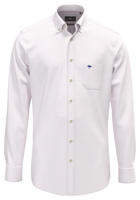 Fynch-Hatton Fine Stripe Washed Oxford Overhemd Magnolia