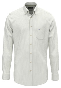 Fynch-Hatton Fine Stripe Washed Oxford Shirt Avocado