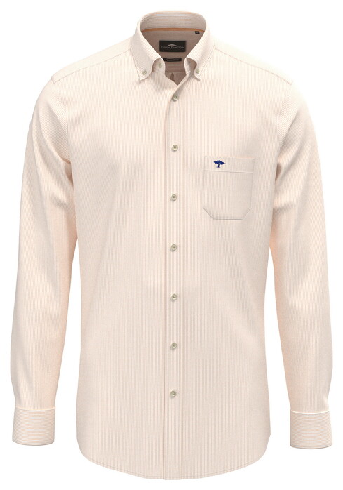 Fynch-Hatton Fine Stripe Washed Oxford Shirt Tangerine