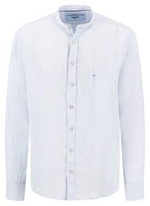 Fynch-Hatton Fine Striped Linen Stand-Up Collar Shirt Summer Breeze
