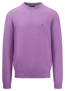 Fynch-Hatton Fine Structure Cotton O-Neck Trui Dusty Lavender