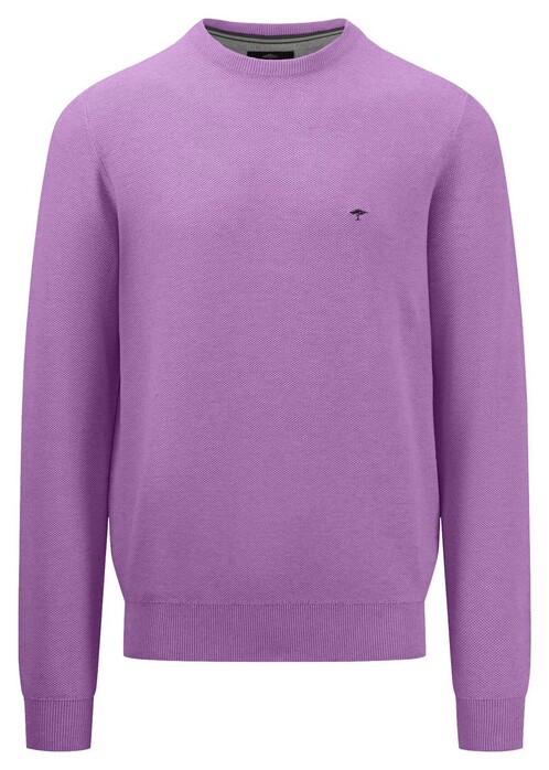 Fynch-Hatton Fine Structure Cotton O-Neck Trui Dusty Lavender