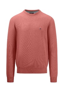 Fynch-Hatton Fine Structure Cotton O-Neck Trui Orient Red