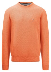 Fynch-Hatton Fine Structure Cotton O-Neck Trui Papaya