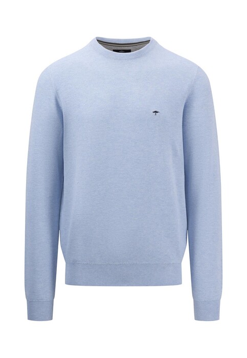 Fynch-Hatton Fine Structure Cotton O-Neck Trui Summer Breeze
