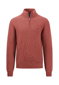 Fynch-Hatton Fine Structure Cotton Troyer-Zip Trui Orient Red