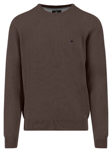 Fynch-Hatton Fine Texture O-Neck Cotton Pullover Earth