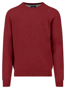Fynch-Hatton Fine Texture O-Neck Cotton Pullover Garnet Red