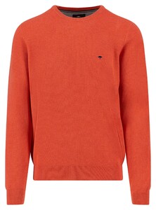 Fynch-Hatton Fine Texture O-Neck Cotton Pullover Spicy Red