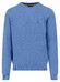 Fynch-Hatton Fine Texture O-Neck Cotton Trui Crystal Blue