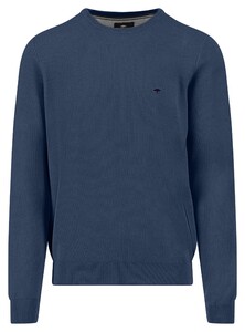 Fynch-Hatton Fine Texture O-Neck Cotton Trui Night