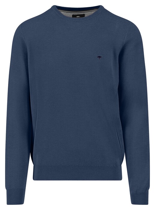 Fynch-Hatton Fine Texture O-Neck Cotton Trui Night