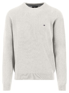 Fynch-Hatton Fine Texture O-Neck Cotton Trui Winter White
