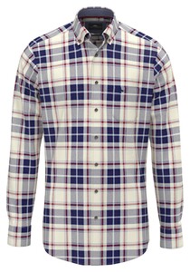 Fynch-Hatton Flanel Check Button-Down Overhemd Garnet Red-Navy