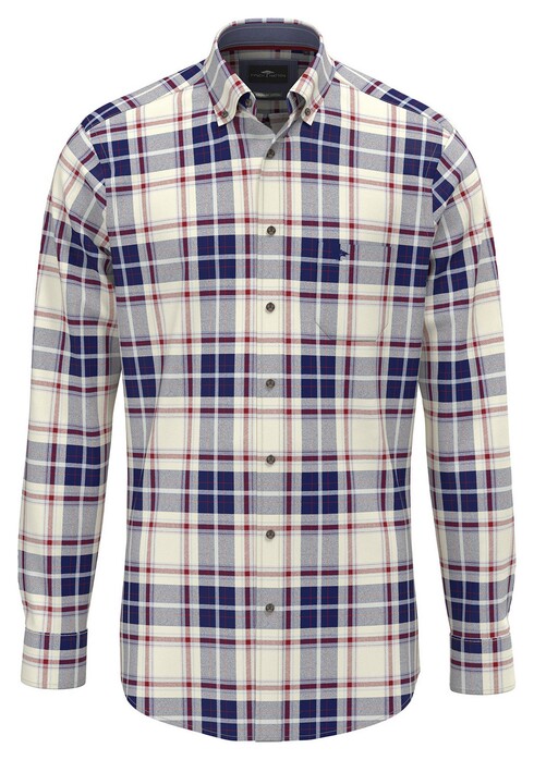 Fynch-Hatton Flanel Check Button-Down Overhemd Garnet Red-Navy