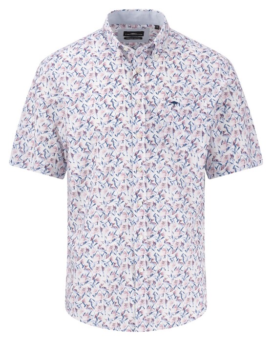 Fynch-Hatton Flower Leaves Pattern Short Sleeve Button-Down Overhemd Peony