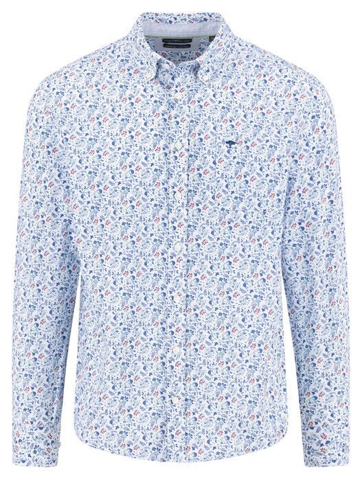 Fynch-Hatton Fresh Flower Pattern Overhemd Harbor Blue